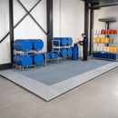 Galvanised Steel Spillage Decking with Grid, 1000 x 1000 x 123mm, 450kg Wheel Load, 115 Litre Containment, for Safe Storage of Flammable Liquids