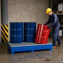 Steel Spill Pallet for 3 x 205 Litre Drums, 386 Litre Containment, with Galvanised Grid, for Safe Storage of Flammable Liquids