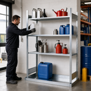Galvanised Steel Spill Pallet Rack with 4 Grids, 1456 x 526 x 2000 mm, for Storing Flammable Liquids