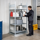 Galvanised Steel Spill Pallet Rack with 4 Grids, 1156 x 526 x 2000 mm, for Flammable Liquid Storage