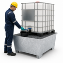 Galvanised Steel Spill Pallet for 1 x 1000 Litre IBC, 1100 Litre Containment, with Dispensing Area, for Safe Storage of Hazardous Materials