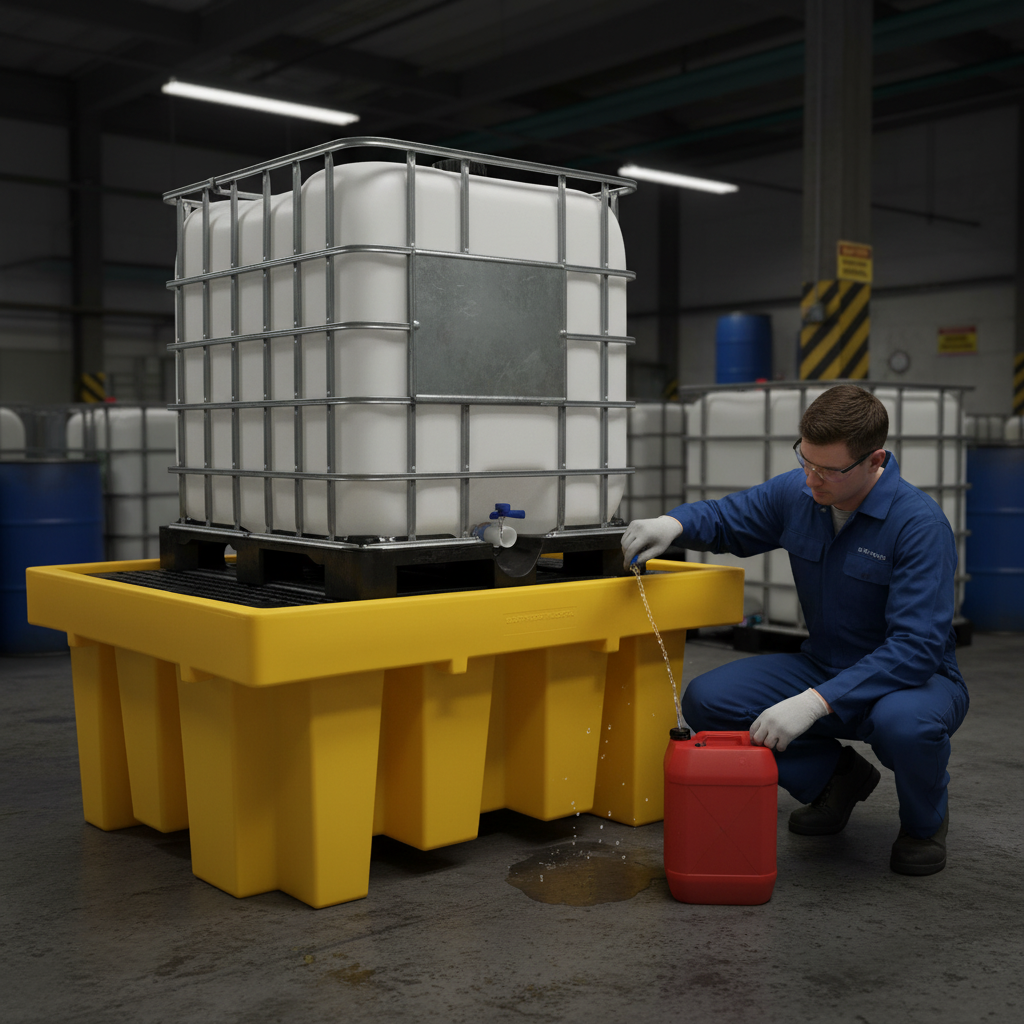 Single IBC Spill Pallet 1100 Litre 1770 x 1350 x 810mm for Chemical St