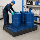Polyethylene Spill Tray with Grid, 135 L Containment, 1170 x 785 x 180 mm, for Chemical Storage