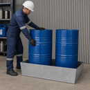 Galvanised Steel Spill Pallet for 2 x 205 Litre Drums, 485 Litre Containment, Compact Design, for Safe Storage of Flammable Liquids