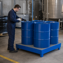 Steel Spill Pallet for 4 x 205 Litre Drums with Galvanised Grid for Safe Storage