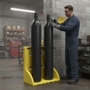 Premium Wall Mounted Gas Cylinder Stand for 2 Cylinders, Heavy Duty Non-Sparking Plastic Construction with Security Straps | Polyethylene | COSHH | UK