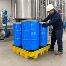 Low Profile 4 Drum Spill Pallet for Safe Liquid Storage