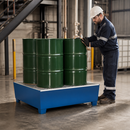 Steel Spill Pallet for 4 x 200L Drums with Removable Grid for Safe Storage