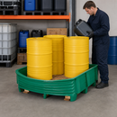 Polyethylene Spill Pallet Converter for 4 x 200 Litre Drums, 430 Litre Containment, with Flexible Front, for Chemical Storage