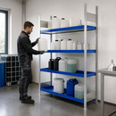Steel Hazmat Small Container Rack with 4 Spill Trays, 2000mm Height, for Safe Liquid Storage