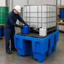 Polyethylene Spill Pallet for 1 x 600 Litre IBC, 660 Litre Containment, 1200 kg Load Capacity, for Safe Storage of Chemicals