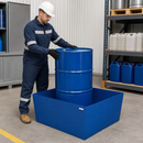 Steel Spill Pallet for 1 x 205 Litre Drum, 238 Litre Containment, Powder Coated Blue, for Safe Storage of Flammable Liquids
