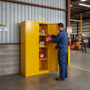 Flammable Liquids Storage Cabinet 170 Litre 1092mm x 457mm x 1651mm Yellow for Safe Chemical Storage