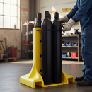 Premium Heavy Duty Gas Cylinder Stand for 4 Cylinders - Non-Sparking Plastic with Security Straps, Forkliftable Design | Polyethylene | UK
