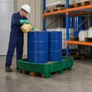 Polyethylene Spill Pallet Converter for 2 x 200 Litre Drums, 225 Litre Containment, Green, for Hazardous Material Storage