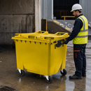 1100 Litre Yellow Wheelie Bin for Industrial Waste Collection