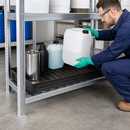 Polyethylene Spill Tray for Hazmat Shelving, 1000 x 600 mm, 40 L Containment, 200 kg Load Capacity, with Reinforcement Bars, for Safe Hazardous Material Storage