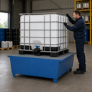 Steel Spill Pallet for 1 x 600 Litre IBC, 675 Litre Containment, with Grid, for Safe Storage of Flammable Substances