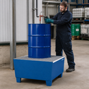 2mm Steel Spill Pallet for 1 x 205 Litre Drum, 330 kg Load Capacity, with Galvanised Grid, for Hazardous Material Storage