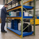 Welded Steel Spill Tray with Painted Grid for 1825mm Shelves, 270L Containment, 2000kg Load Capacity (Gentian Blue), for Hazardous Materials Storage