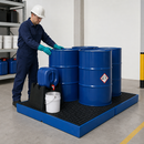Polyethylene Spill Pallet for 4 x 205 Litre Drums, 287 Litre Containment, with Grid, for Safe Chemical Storage