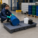 Polyethylene Spill Tray for Racks with 2200mm Shelf Width, 520L Containment Volume, 100mm Clearance (for Hazardous Chemical Storage)