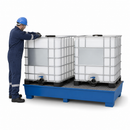 Steel Spill Pallet for 2 x 1000 Litre IBCs, 1180 Litre Containment, Powder Coated Blue, for Flammable Liquids Storage