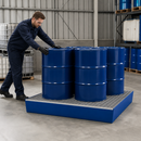 Steel Spill Pallet for 4 Drums with Removable Grid for Safe Storage