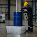 Galvanised Steel Spill Pallet for 1 Drum with Grid, 238L Capacity for Safe Liquid Storage