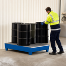 Steel Spill Pallet for 4 x 205 Litre Drums with Galvanised Grid for Safe Storage