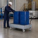 Mobile Steel Spill Pallet for Safe Hazardous Material Storage (2 x 200L Drums)