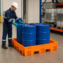Polyethylene Spill Pallet for 4 Drums, 295 Litre Containment, 950 kg Load Capacity, for Safe Chemical Storage