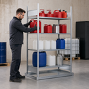 Galvanised Steel Hazmat Small Container Rack with 4 Grids, 1306 x 726 x 2000 mm, for Storing Flammable Liquids