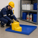 Powder Coated Steel Spill Tray for Small Containers, 55 Litre Containment, 1287 x 600 x 75 mm, for Safe Hazardous Material Storage