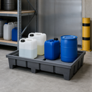 Polyethylene Spill Tray for Racks, 1390 x 1315 x 315 mm, 330 L Containment, for Hazardous Chemical Storage (1400 mm Shelf Width)