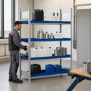Steel Hazmat Small Container Rack with 4 Spill Trays, 1360 x 637 x 2000 mm, 200 kg Shelf Load, for Safe Liquid Storage