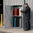 Galvanised Steel Gas Cylinder Cabinet for 10 x 11kg or 4 x 33kg Cylinders, 1-Wing Door, for Outdoor Use