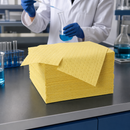 Heavy-Duty Polypropylene Chemical Absorbent Fleece Cloths, 500 x 400 mm, 115 Litre Capacity, Lint-Free, for Laboratory & Industrial Use (Pack of 100)