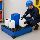 90 Litre Steel Spill Tray with PE Grid, 774 x 774 x 200mm, for Hazardous Material Storage (Classic-Line)