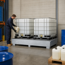 Galvanised Steel Spill Pallet for 2 x 1000 Litre IBCs, 1280 Litre Containment, with Filling Area, for Safe Liquid Storage