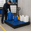 Polyethylene Spill Tray for Small Containers, 180 Litre Containment, 450 kg Load Capacity, with Removable Grid (1170 x 1170 x 180 mm)