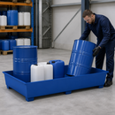 Welded Steel Spill Tray for 2700mm Shelves, 1200L Containment, 4000kg Load Capacity, for Hazardous Materials Storage