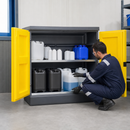Polyethylene Environmental Cabinet with 2 Stainless Steel Shelves, 120 cm Wide, for Safe Storage of Corrosive Liquids