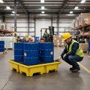 Professional Heavy Duty 4 Drum Spill Pallet with 4 Way Entry, UV Stabilised Polyethylene for Chemical Storage | COSHH | UK