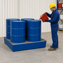 Steel Spill Pallet for 4 x 200 Litre Drums, 485 Litre Containment, with Galvanised Grid, for Safe Storage of Flammable Liquids