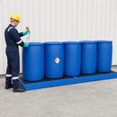 Polyethylene Spill Pallet for 5 x 205 Litre Drums, 280 Litre Containment, 3000 x 790 x 175 mm, with Grid, for Safe Storage of Hazardous Substances