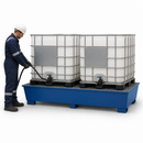 Steel Spill Pallet for 2 x 1000 Litre IBCs, 1180 Litre Containment, Powder Coated Blue, for Flammable Liquids Storage
