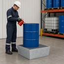 Galvanised Steel Spill Pallet for 1 x 205 Litre Drum, 238 Litre Containment, with Grid, for Safe Storage of Flammable Liquids