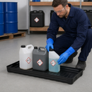 Polyethylene Spill Tray for Small Containers, 20 Litre Containment, 995 x 395 x 90mm, for Hazardous Material Storage