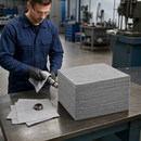 Lightweight Polypropylene Universal Absorbent Cloths, 2-Ply, 40 x 50 cm, 146 Litre Capacity, for Workshops & Production (Pack of 200)